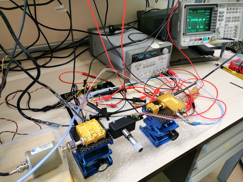 ELVA-1 IMPATT noise source on test-bench in the lab of European Space Agency, ESTEC (Noordwijk, The Netherlands)