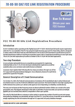 FCC 70-80-90 GHz Link Registration Procedure for ELVA-1 10 Gbps radios